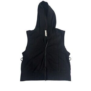 Athleta Black Zip-Up Sleeveless Hoodie Vest Cropped Athletic Top Women’s M